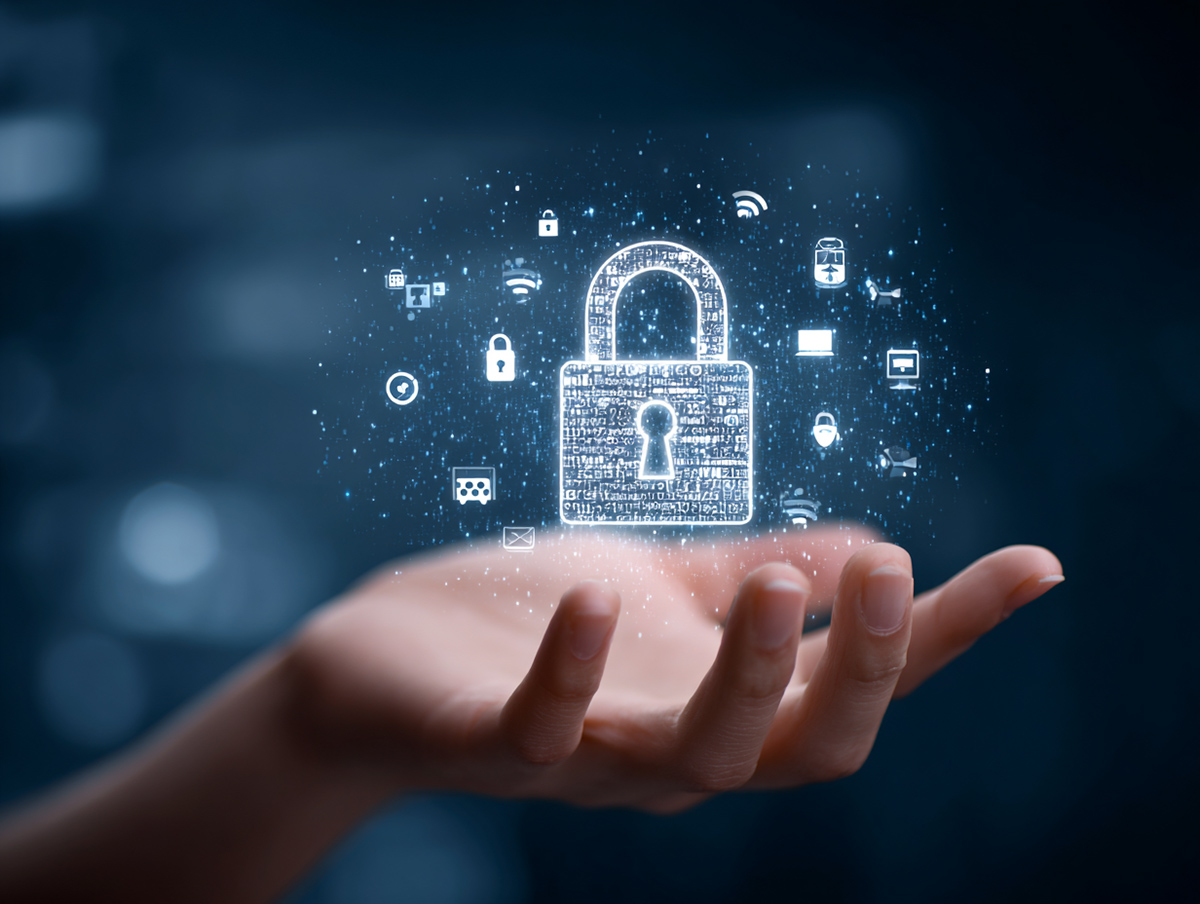 Icones de cadenas et autres au creux d'une main